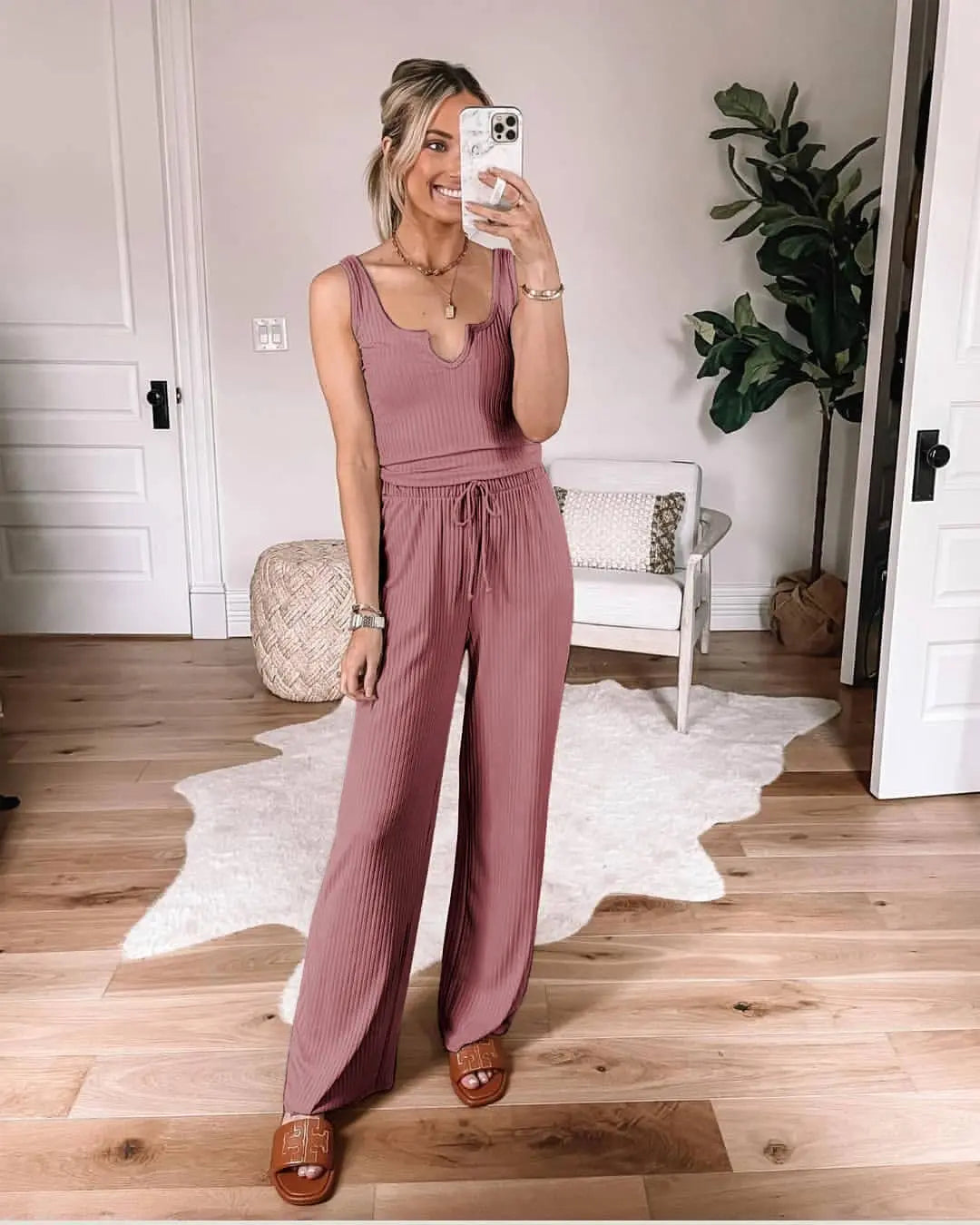 Summer Tank High Waist Low Cut Casual Scoop Neck Jumpsuit PRETTYGARDEN