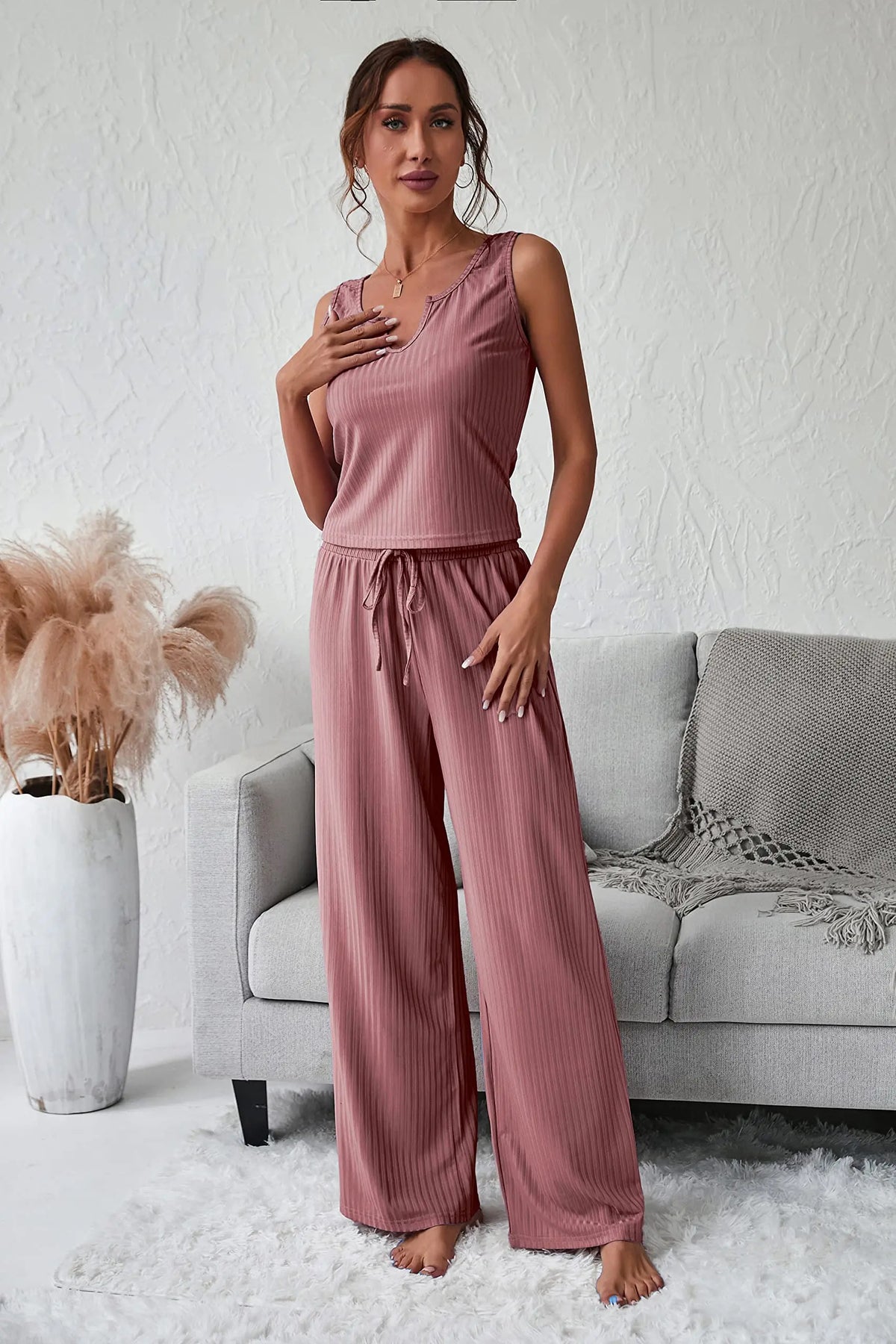 Summer Tank High Waist Low Cut Casual Scoop Neck Jumpsuit PRETTYGARDEN