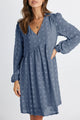 Swiss Dot Long Sleeve Wrap Mini Dress PRETTYGARDEN