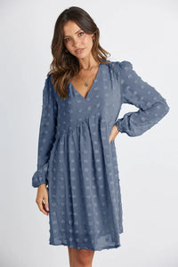 Swiss Dot Long Sleeve Wrap Mini Dress PRETTYGARDEN