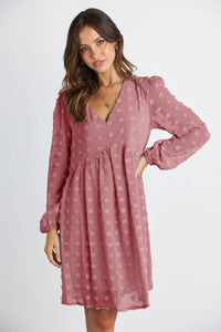 Swiss Dot Long Sleeve Wrap Mini Dress PRETTYGARDEN