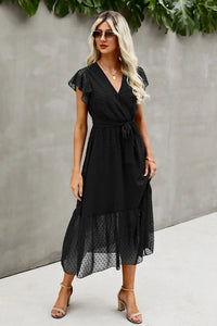 Swit Dot Deep V Maxi Dress PRETTYGARDEN