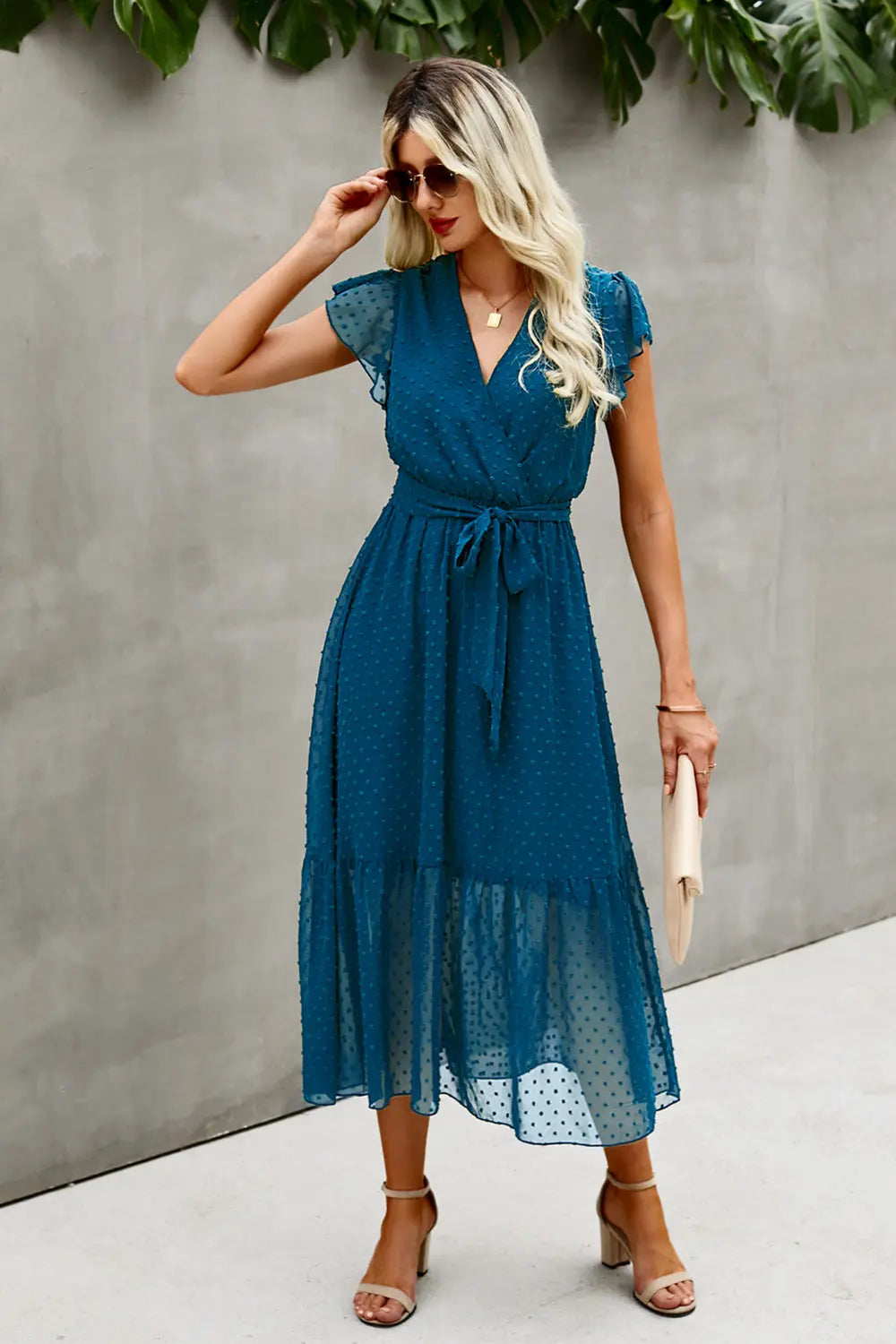 Swit Dot Deep V Maxi Dress PRETTYGARDEN