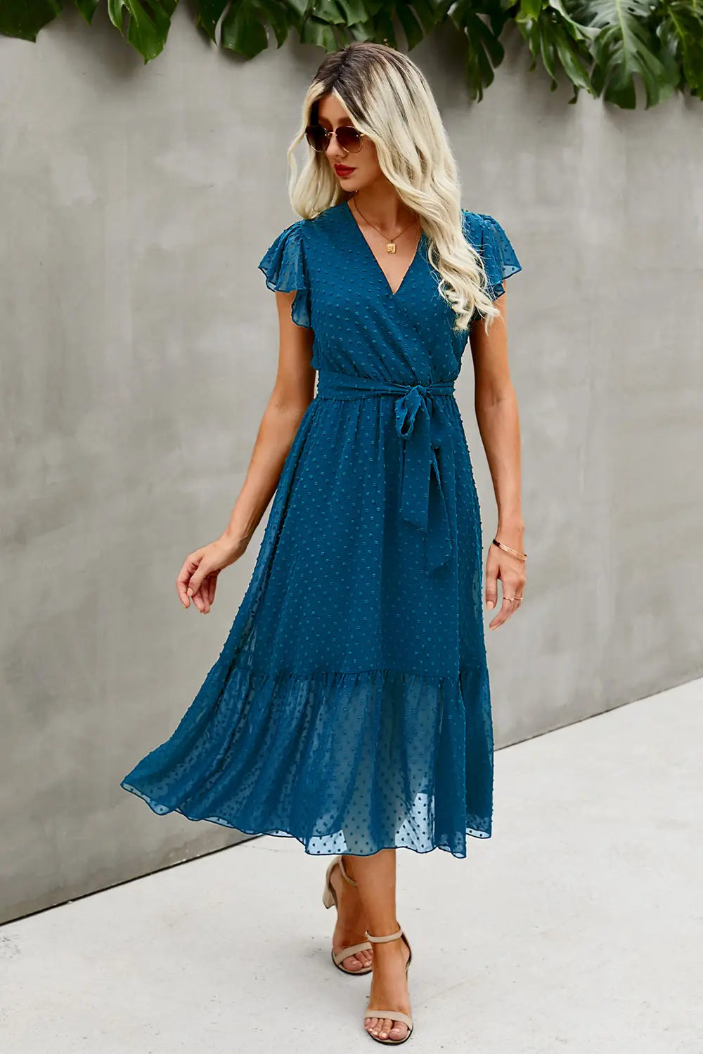 Swit Dot Deep V Maxi Dress PRETTYGARDEN