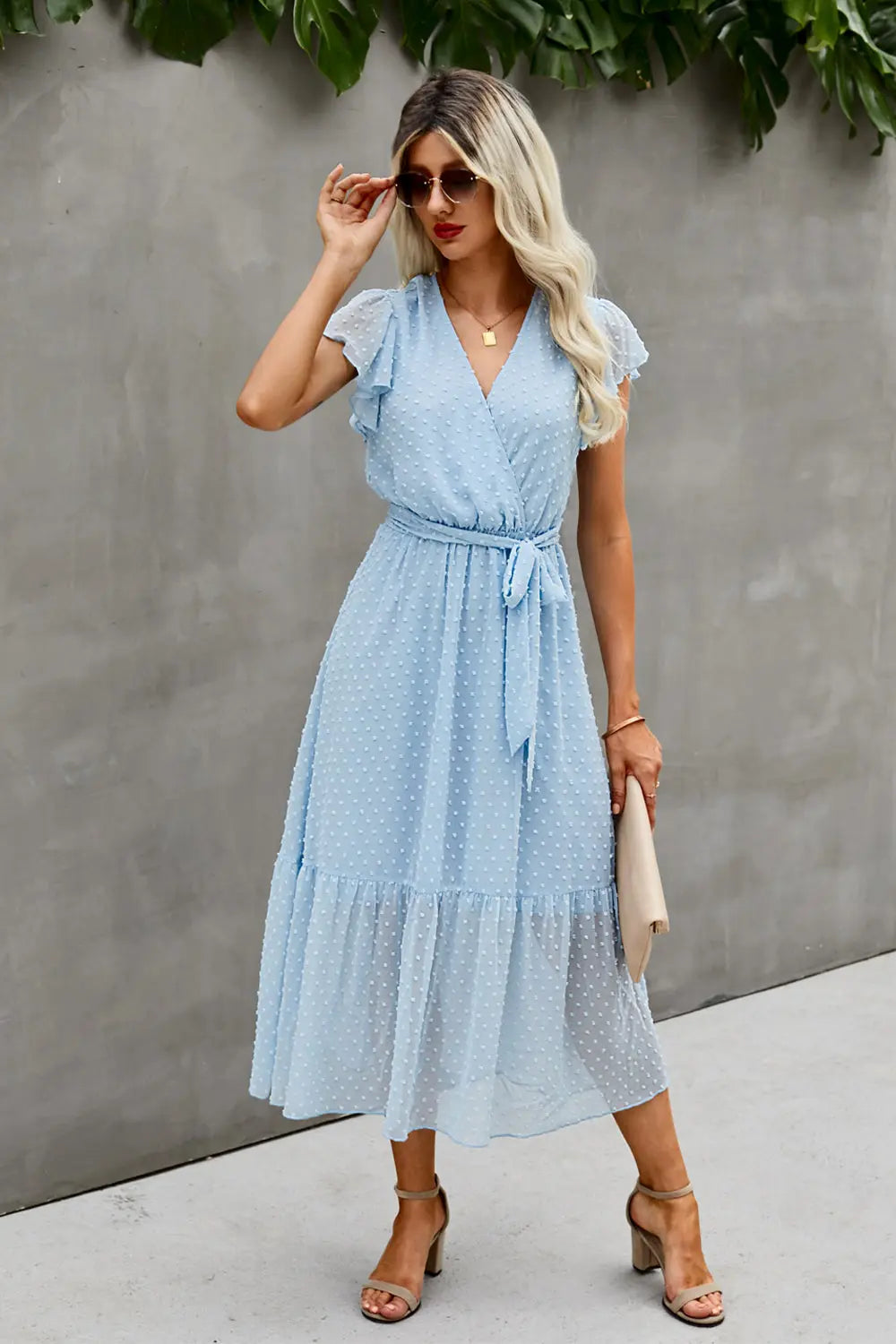 Swit Dot Deep V Maxi Dress PRETTYGARDEN