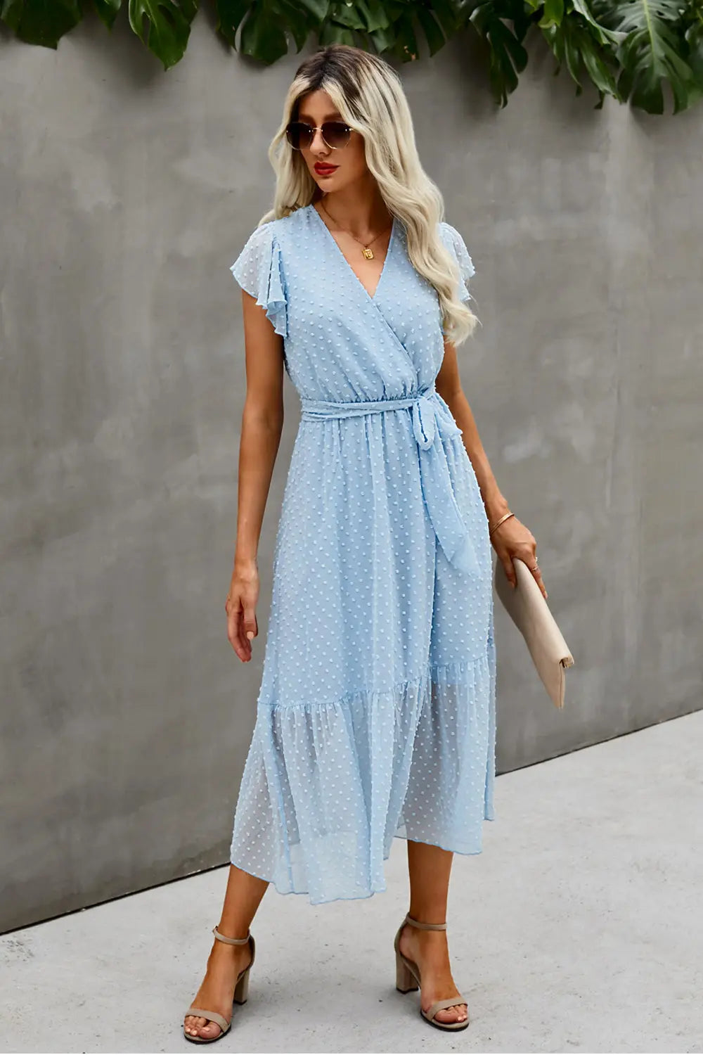 Swit Dot Deep V Maxi Dress PRETTYGARDEN