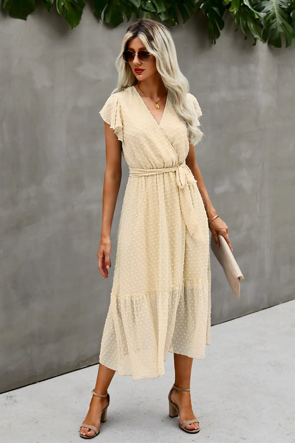 Swit Dot Deep V Maxi Dress PRETTYGARDEN