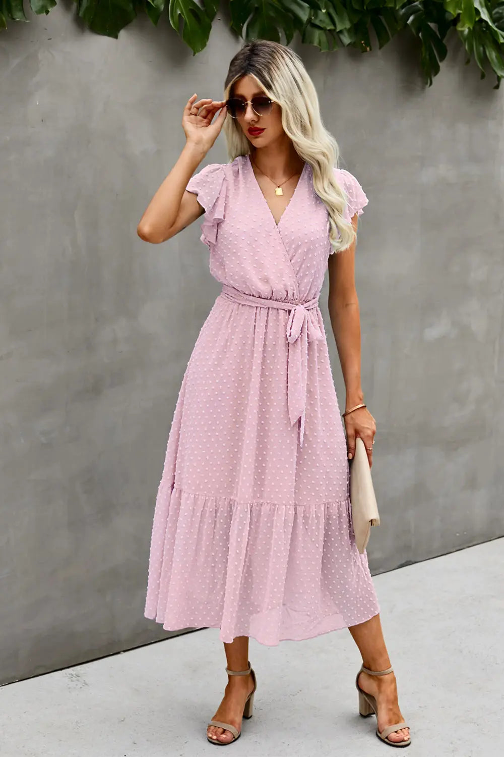 Swit Dot Deep V Maxi Dress PRETTYGARDEN