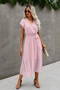 Swit Dot Deep V Maxi Dress PRETTYGARDEN