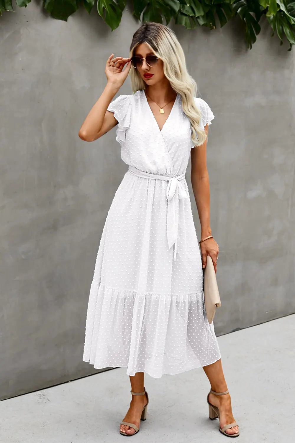 Swit Dot Deep V Maxi Dress PRETTYGARDEN