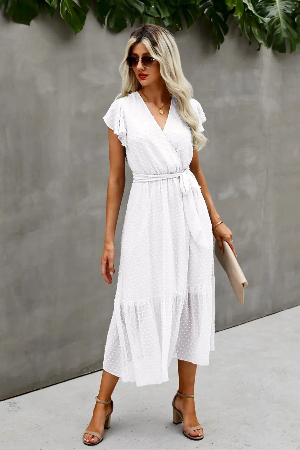 Swit Dot Deep V Maxi Dress PRETTYGARDEN