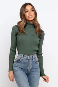 Turtleneck Bodycon Long Sleeves Knit  Sweater PRETTYGARDEN