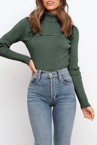 Turtleneck Bodycon Long Sleeves Knit  Sweater PRETTYGARDEN