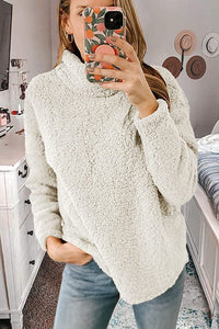 Turtleneck Fuzzy Fleece Warm Outwear Sweatshirts Pullover Sweater PRETTYGARDEN