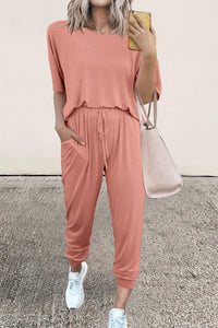 Two Piece Outfit Short Sleeve  Pullover Tops Tracksuits PRETTYGARDEN