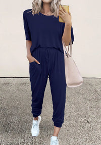 Two Piece Outfit Short Sleeve  Pullover Tops Tracksuits PRETTYGARDEN