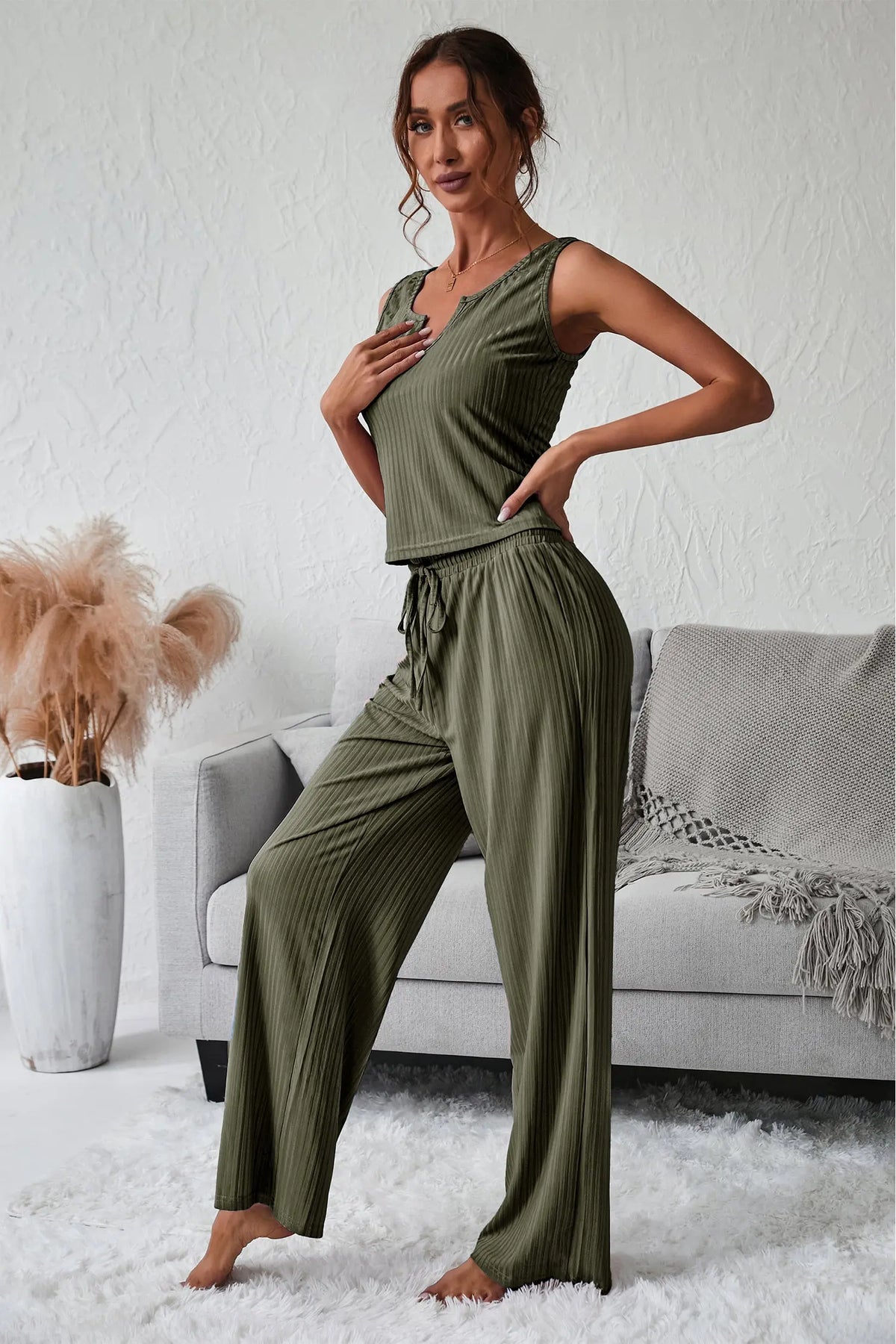 Two Piece Outfits Sweatsuits Tank Scoop Neck Tracksuits PRETTYGARDEN