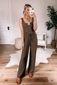 Two Piece Outfits Sweatsuits Tank Scoop Neck Tracksuits PRETTYGARDEN