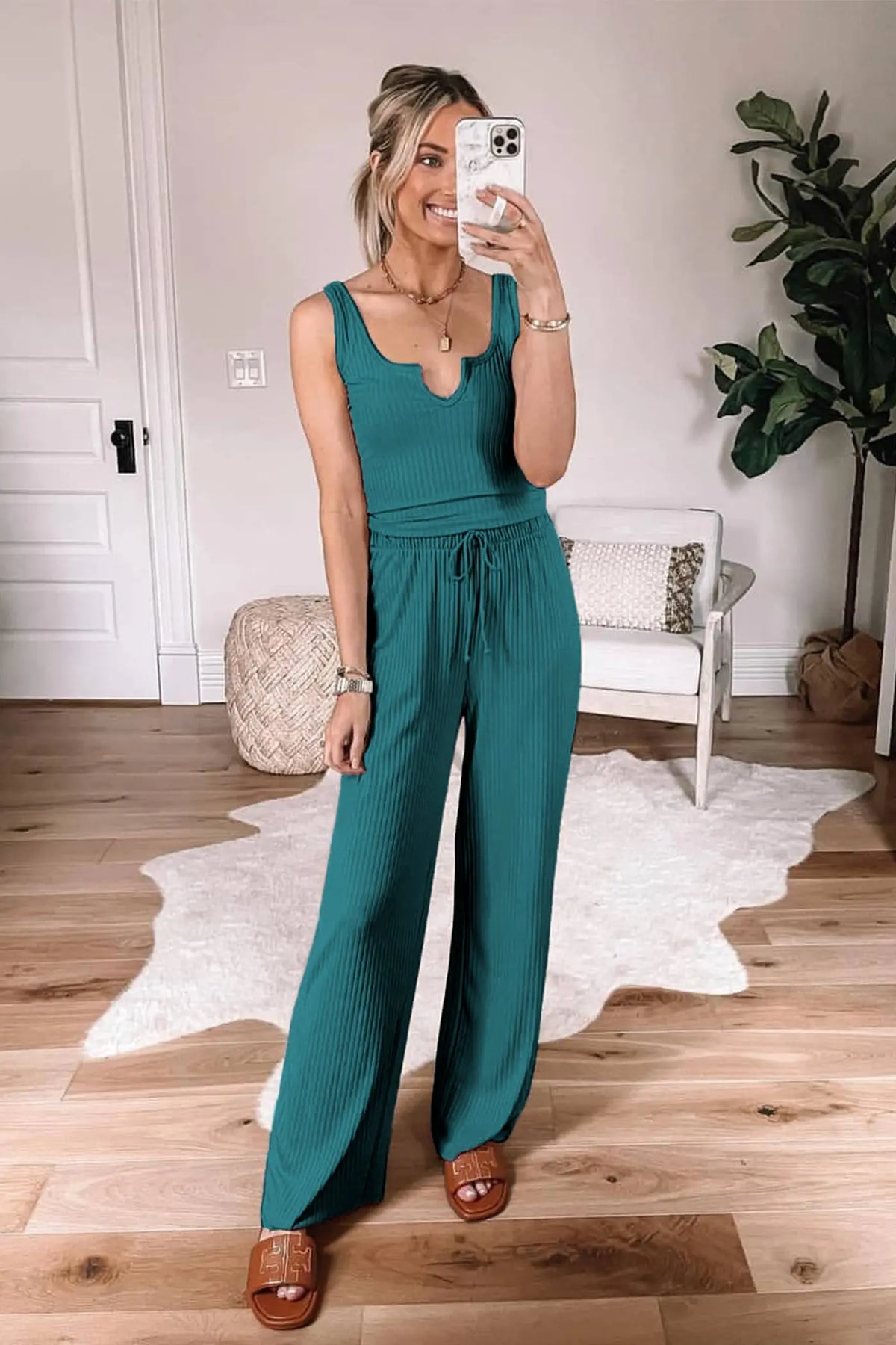 Two Piece Outfits Sweatsuits Tank Scoop Neck Tracksuits PRETTYGARDEN