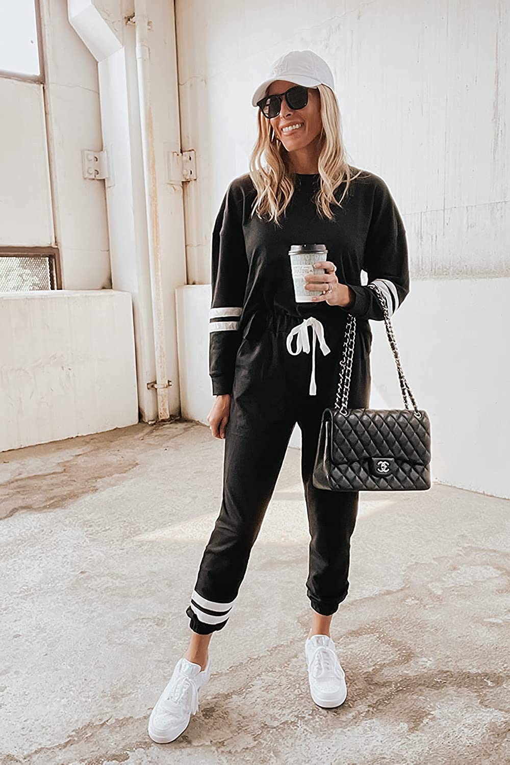 Two Piece Tracksuit Long Sleeve Sweatshirt with Long Pants with Pockets PRETTYGARDEN