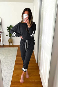 Two Piece Tracksuit Long Sleeve Sweatshirt with Long Pants with Pockets PRETTYGARDEN