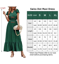 V Neck Swiss Dot Ruffle Tiered Smocked Cocktail Maxi Dress PRETTYGARDEN