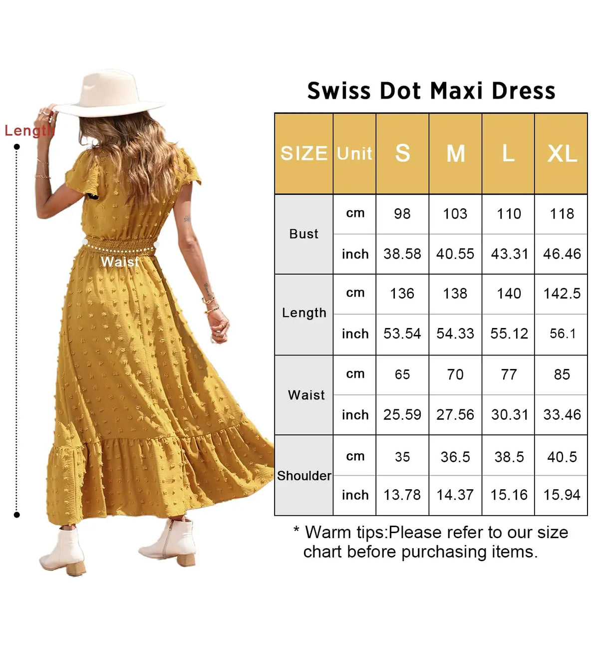 V Neck Swiss Dot Ruffle Tiered Smocked Cocktail Maxi Dress PRETTYGARDEN