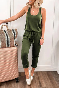 Women Causal Sleeveless Elastic Waist Jumpsuit PRETTYGARDEN