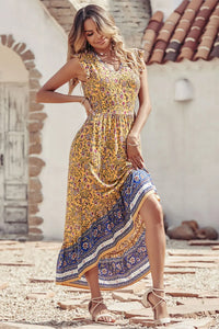 Women's Casual Floral V Neck Cap Sleeves Boho High Low Flowy Midi Long Sun Dresses PRETTYGARDEN