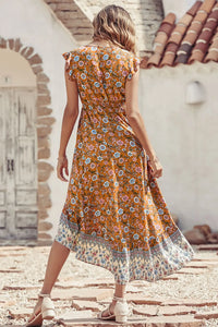 Women's Casual Floral V Neck Cap Sleeves Boho High Low Flowy Midi Long Sun Dresses PRETTYGARDEN