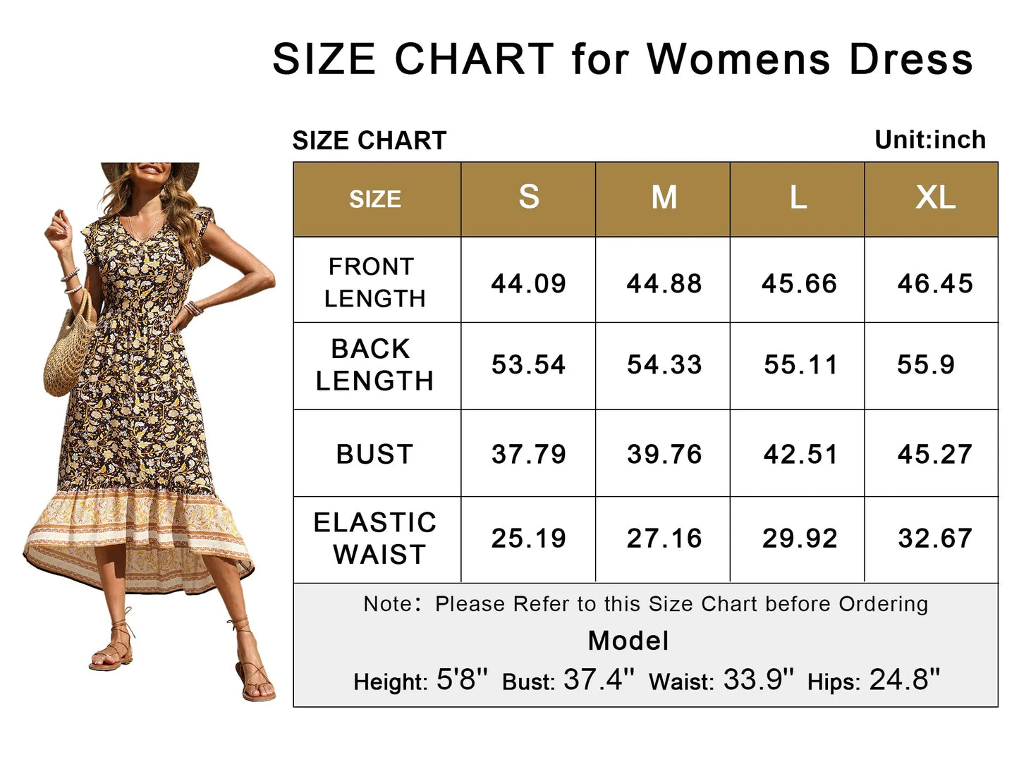 Women's Floral V Neck Cap Sleeves Boho High Low Flowy Midi Long Sun Dresses PRETTYGARDEN