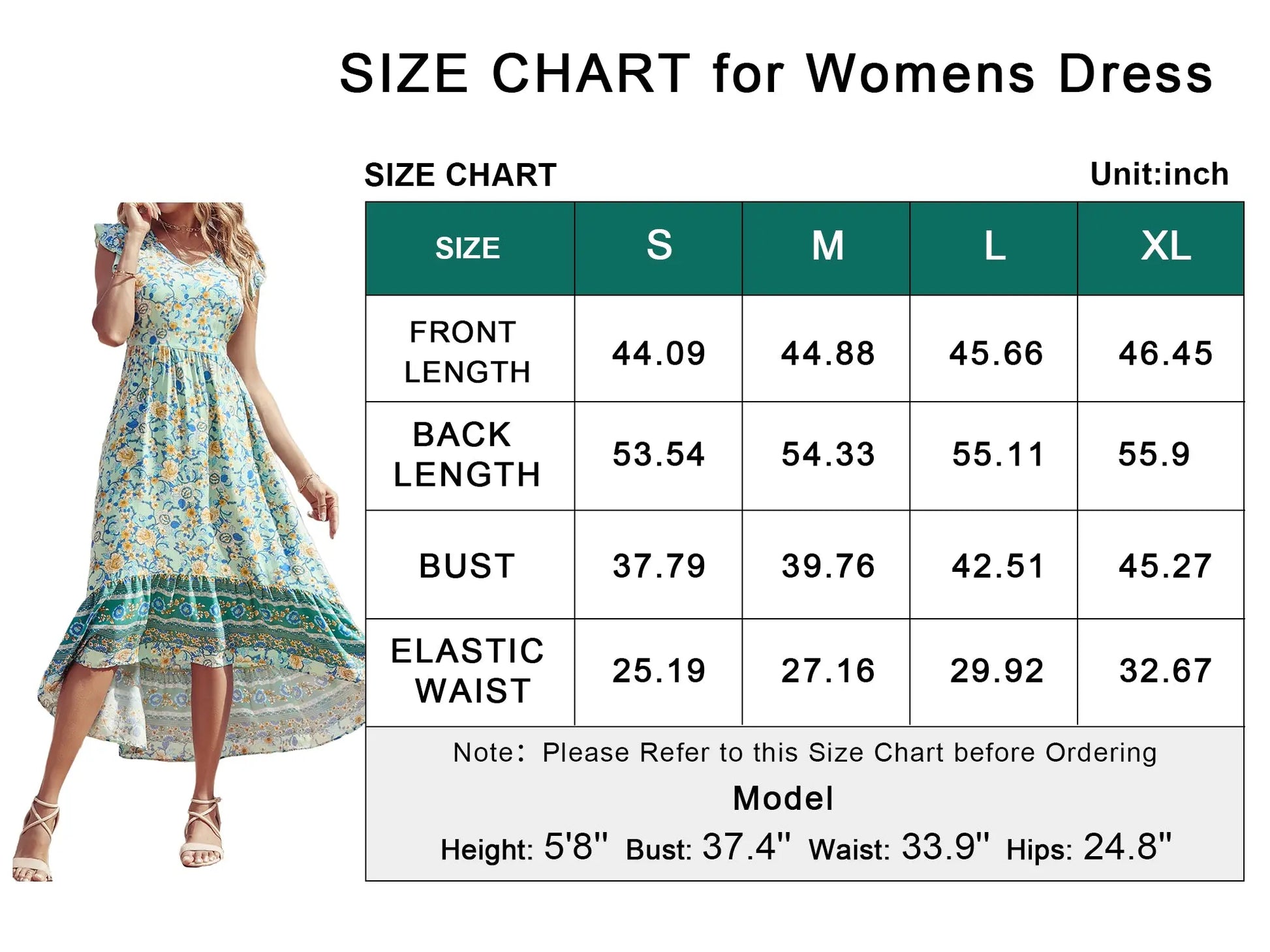 Women's Floral V Neck Cap Sleeves Boho High Low Flowy Midi Long Sun Dresses PRETTYGARDEN