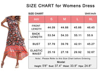 Women's Floral V Neck Cap Sleeves Boho High Low Flowy Midi Long Sun Dresses PRETTYGARDEN