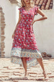 Women's Floral V Neck Cap Sleeves Boho High Low Flowy Midi Long Sun Dresses PRETTYGARDEN