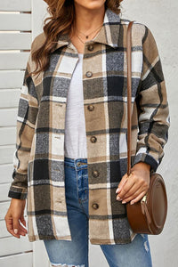 Women's Oversized Flannel Plaid Shirt Jacket Button-down Shacket PRETTYGARDEN