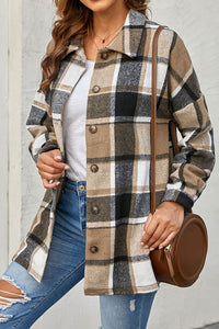 Women's Oversized Flannel Plaid Shirt Jacket Button-down Shacket PRETTYGARDEN