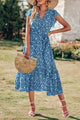 Wrap V Neck Ruffle Midi Sun Dress with Belt PRETTYGARDEN