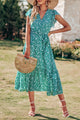 Wrap V Neck Ruffle Midi Sun Dress with Belt PRETTYGARDEN